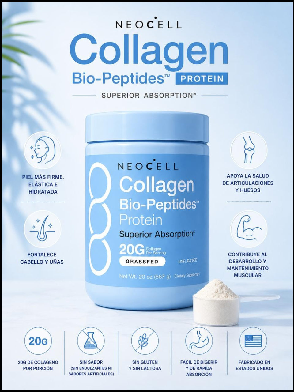 NeoCell Bio-Péptidos de Colágeno | Sin Sabor
